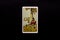 An individual minor arcana tarot card isolated on black background. Four of cups.