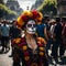 An individual participating in Day of the Dead festivities.