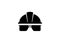 Individual protection means . Helmet, helmet, goggles. worker security icon. Vector