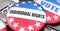 Individual rights and elections in the USA, pictured as pin-back buttons with American flag, to symbolize that Individual rights
