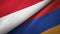 Indonesia and Armenia two flags textile cloth, fabric texture