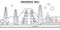 Indonesia, Bali architecture line skyline illustration. Linear vector cityscape with famous landmarks, city sights