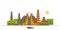 Indonesia, Bali flat landmarks vector illustration. Indonesia, Bali line city with famous travel sights, skyline, design