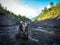 Indonesia. Bali. Summer 2015. Tourists go to the buggy to the volcano.