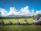 Indonesia. Bali. Summer 2015. Tourists go to the buggy to the volcano.