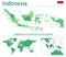 Indonesia detailed map and flag. Indonesia on world map