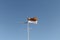 Indonesia flag on the steel mast on blue sky background