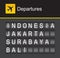 Indonesia flip alphabet airport departures, Indonesia, Jakarta, Surabaya, Bali