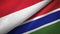 Indonesia and Gambia two flags textile cloth, fabric texture