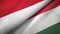 Indonesia and Hungary two flags textile cloth, fabric texture