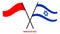 Indonesia and Israel Flags Crossed And Waving Flat Style. Official Proportion. Correct Colors
