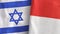 Indonesia and Israel two flags textile cloth 3D rendering