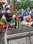 Indonesia, Jakarta-04032020: Cleaning workers in temporary shelters