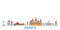 Indonesia, Jakarta line cityscape, flat vector. Travel city landmark, oultine illustration, line world icons