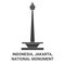 Indonesia, Jakarta, National Monument travel landmark vector illustration