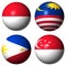 Indonesia Malaysia Philippines Singapore flags
