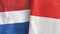 Indonesia and Netherlands two flags textile cloth 3D rendering