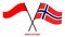 Indonesia and Norway Flags Crossed And Waving Flat Style. Official Proportion. Correct Colors