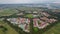 Indonesia Pentagon in Cikarang building looking down aerial view from above. Bekasi, Indonesia, May 20, 2022