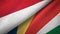 Indonesia and Seychelles two flags textile cloth, fabric texture