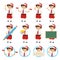 Indonesia Student Boy Character Vector Set