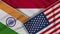 Indonesia United States of America India Flags Together Fabric Texture Illustration