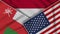 Indonesia United States of America Oman Flags Together Fabric Texture Illustration