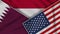 Indonesia United States of America Qatar Flags Together Fabric Texture Illustration