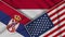 Indonesia United States of America Serbia Flags Together Fabric Texture Illustration