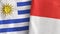 Indonesia and Uruguay two flags textile cloth 3D rendering