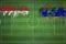 Indonesia vs Armenia Soccer Match, national colors, national flags, soccer field, football game, Copy space