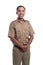 Indonesia worker wearing khaki uniform