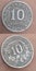 Indonesian ancient coins in the 10 rupiah denomination