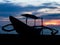 Indonesian boat silhouette at sunset