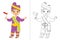 Indonesian Boy Wearing Padang Traditional Dress. Outline Cartoon Vector for Coloring Page