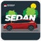 Indonesian Car Series: Red Sedan in The Night Flat Vector