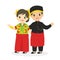 Indonesian Children Wearing West Sulawesi Traditional Vector