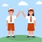 Indonesian elementary school boy and girl student character vector design