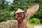Indonesian farmer woman harvesting, winnowing rice grains