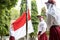 Indonesian flag ceremony performed by indonesian elementary school student