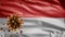 Indonesian flag waving with Coronavirus outbreak. Pandemic Covid 19 Indonesia