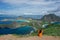 Indonesian girl on Padar island in the waters of the Komodo Islands