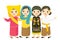 Indonesian Girls Wearing Traditional Dress Cartoon Vector