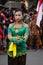 Indonesian with javanese traditional cloth on tumpeng agung umpak bale kambang carnival