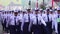Indonesian junior high school students participating in marching (baris berbaris)