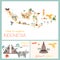 Indonesian map with animals and landmarks