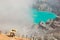 Indonesian miner carry natural sulfur from Ijen volcano mine
