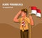 Indonesian Scouting day aka Hari Pramuka 14 August with student wear scout uniform salute in ceremony illustration vector
