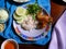 Indonesian street food fried chicken and vegetables