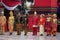 Indonesian with traditional wedding costumes at a celebration of grebeg pancasila